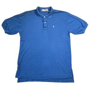 Ivanhoe Vintage Mens Blue Polo Shirt Short Sleeve XL Retro Grunge Punk Eclectic